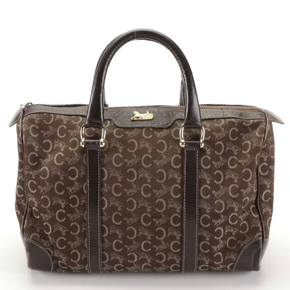 Celine Handbags - Celine C Macadam Canvas Boston Bag with Leather Trim